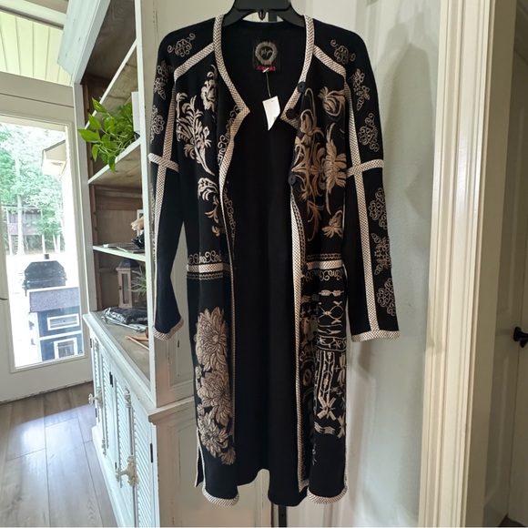 Johnny Was BIYA Mila Knit Midi Cardigan Embroidered Magnetic Snap Button Front - Picture 3 of 14